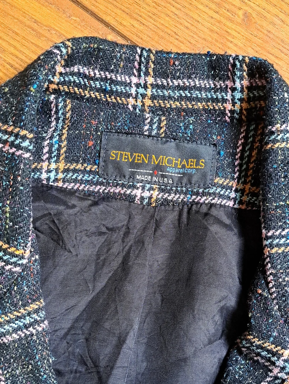 Vintage Steven Michaels Confetti Tweed Plaid Blazer Made in USA